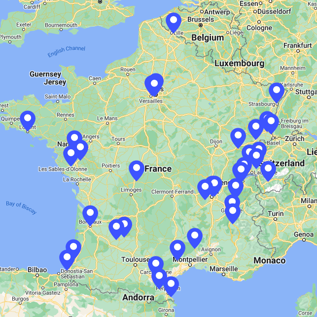Carte des projections du film Low-Tech en France